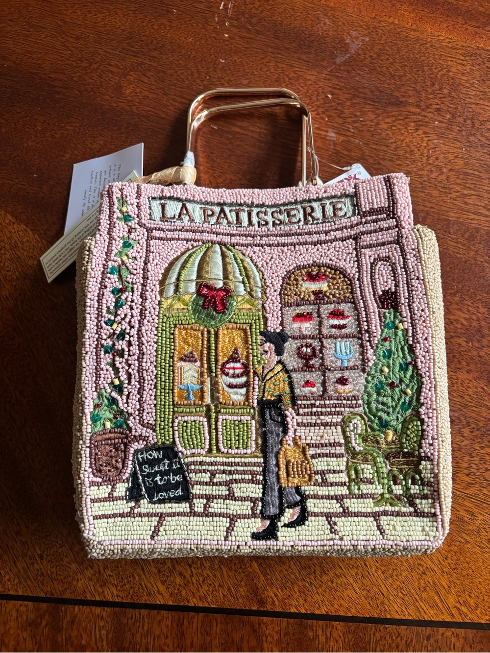 La Patisserie Beaded Pink Tote Bag